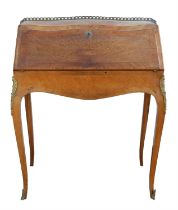 French rosewood and kingwood parquetry bonheur-du-jour, 19th Century, with brass gallery,