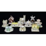 Coalport model of the Village Church, 14cm high, together fifteen other Coalport models of various