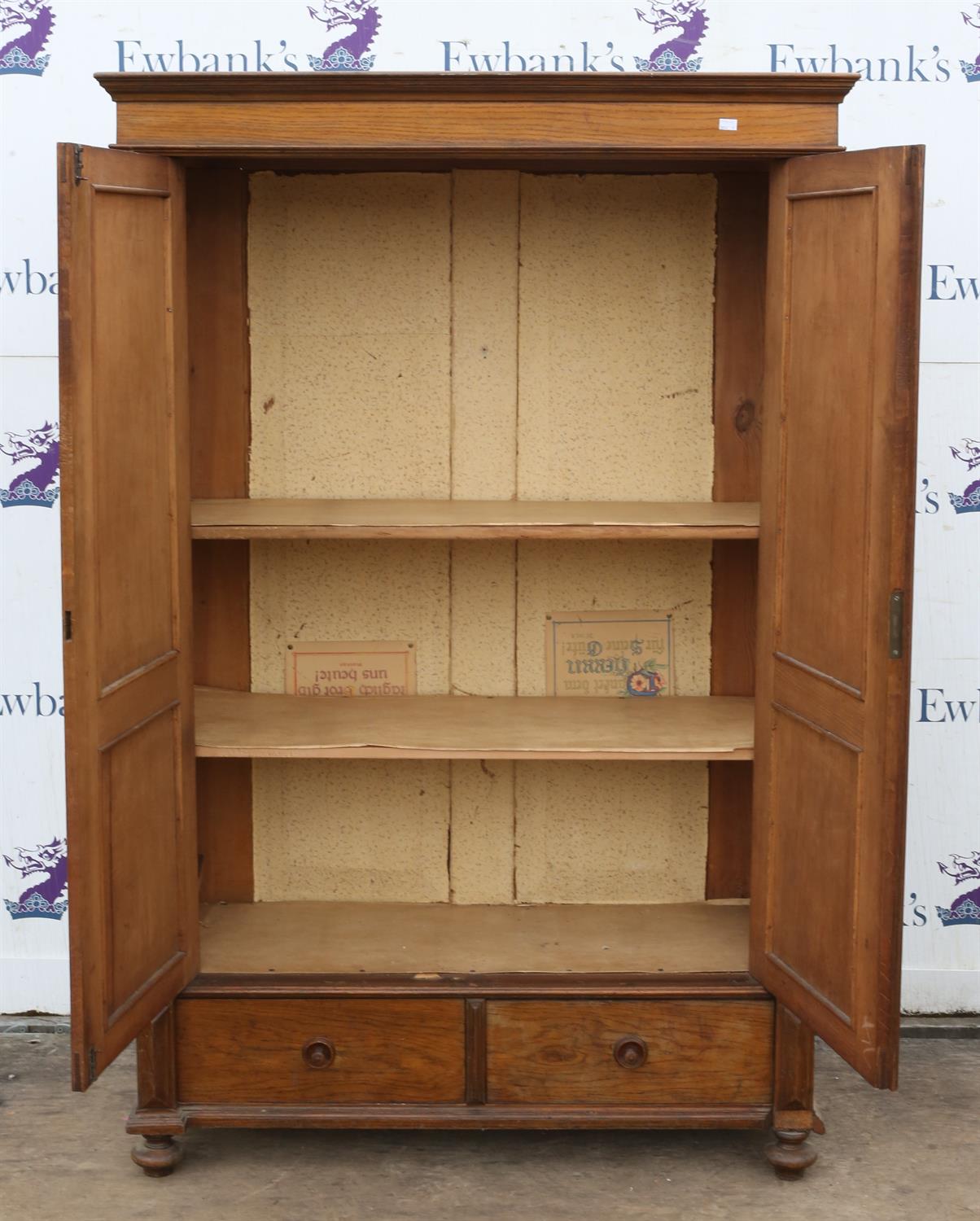 A Satinwood Armoire, Crested cornice over two panel doors over single drawer raised on turned - Image 4 of 4