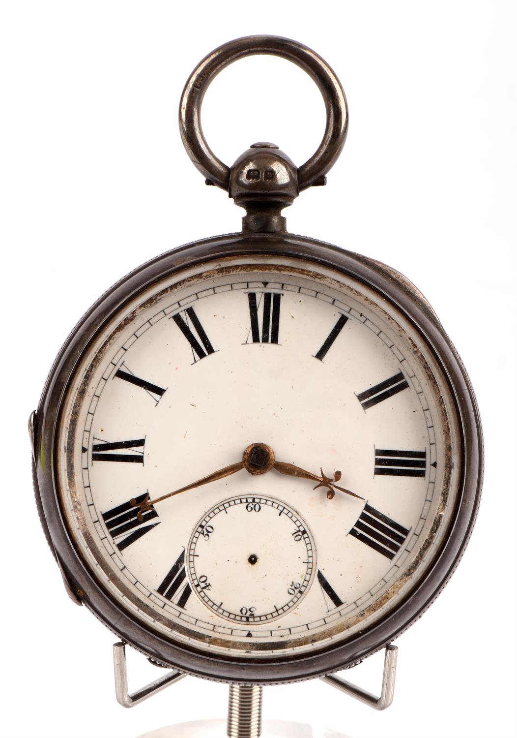 A silver hunter pocket watch with unsigned white enamel dial, keywind movement, a ladies open face - Image 5 of 8