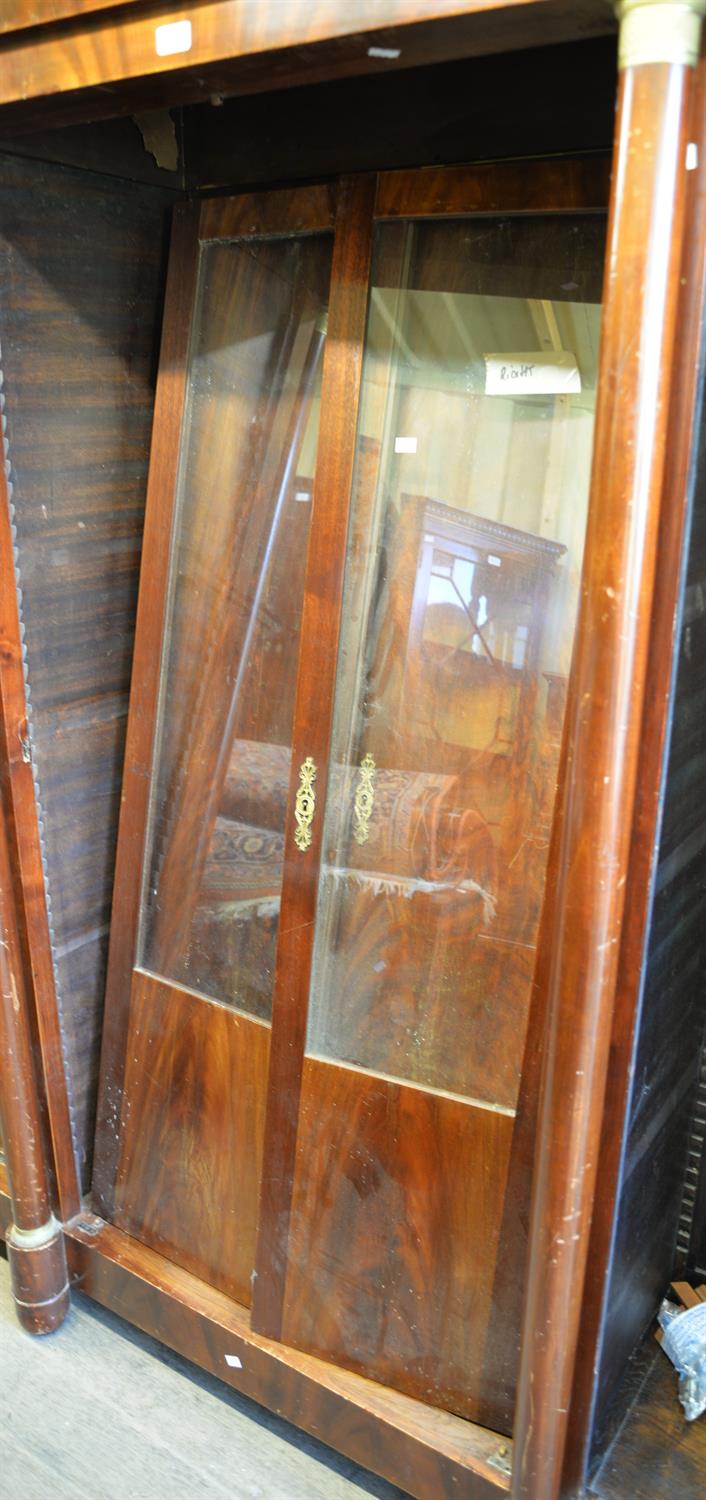 A late 19th century French mahogany cupboard book case, the four sections with central cupboard - Image 2 of 4