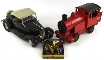 A quantity of vintage toys including ; a Corgi state Landau carriage, boxed, a Triang tinplate