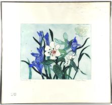Winifred Pietard (20th century), Lilies & Iris; Peonies and Butterfly Gladioli, a pair of colour