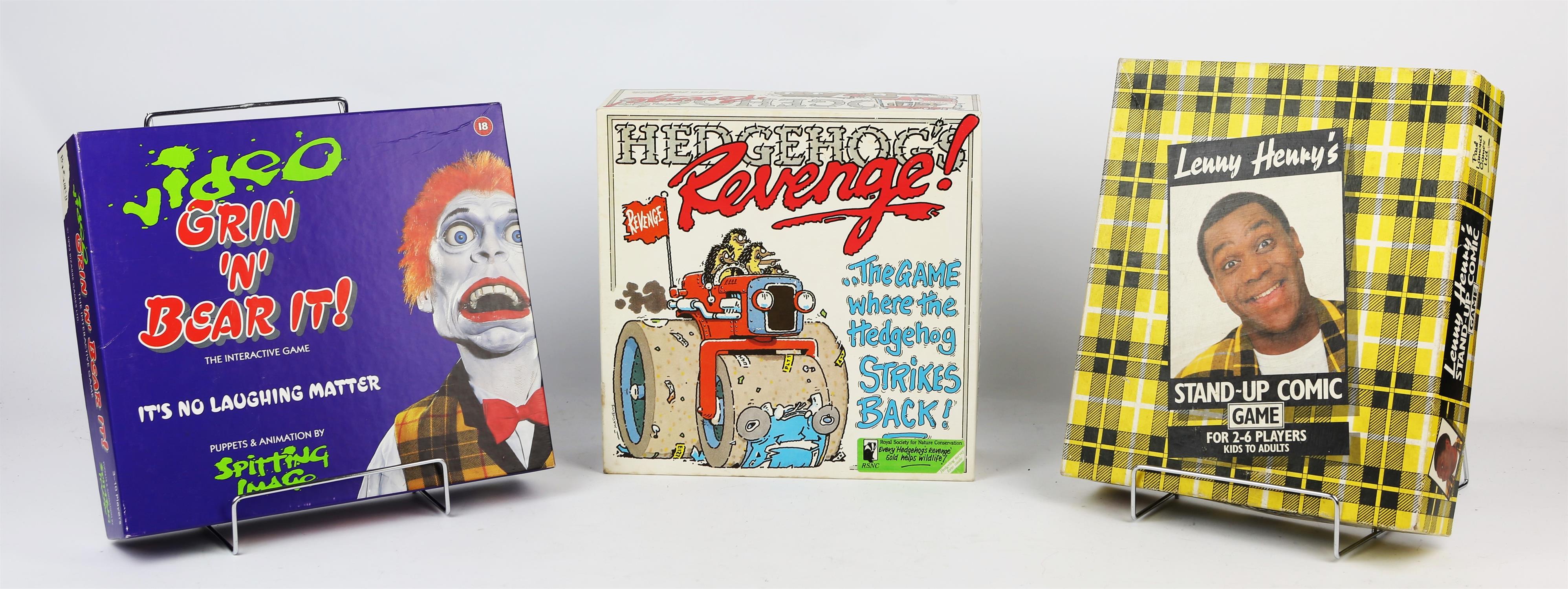 A large quantity of board games including ; Hedgehog's Revenge, 1990s. Lenny Henry's Stand Up Comic