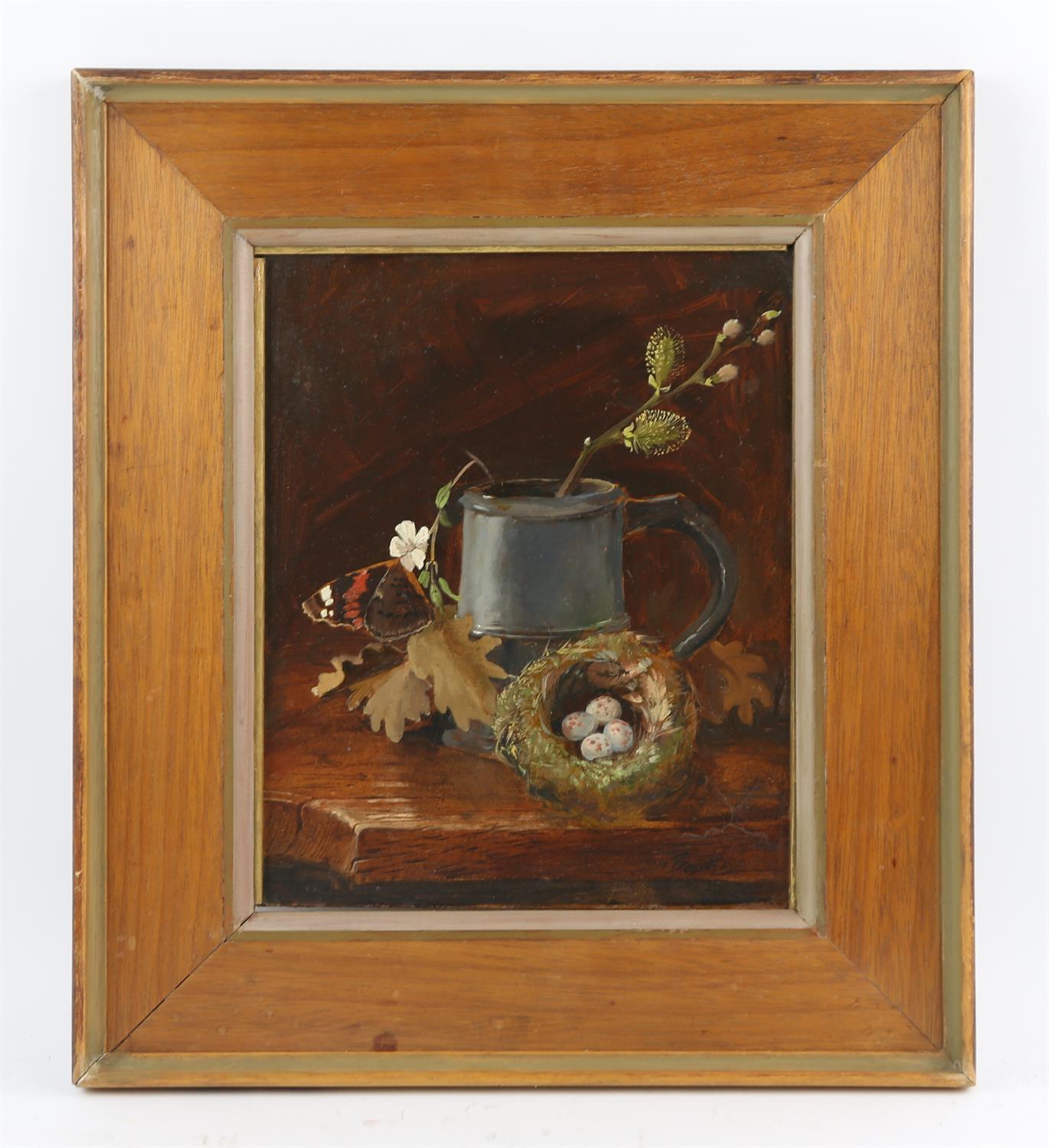 A group of five 20th century still life subjects, including a near pair of tankard and birds nest, - Image 3 of 5