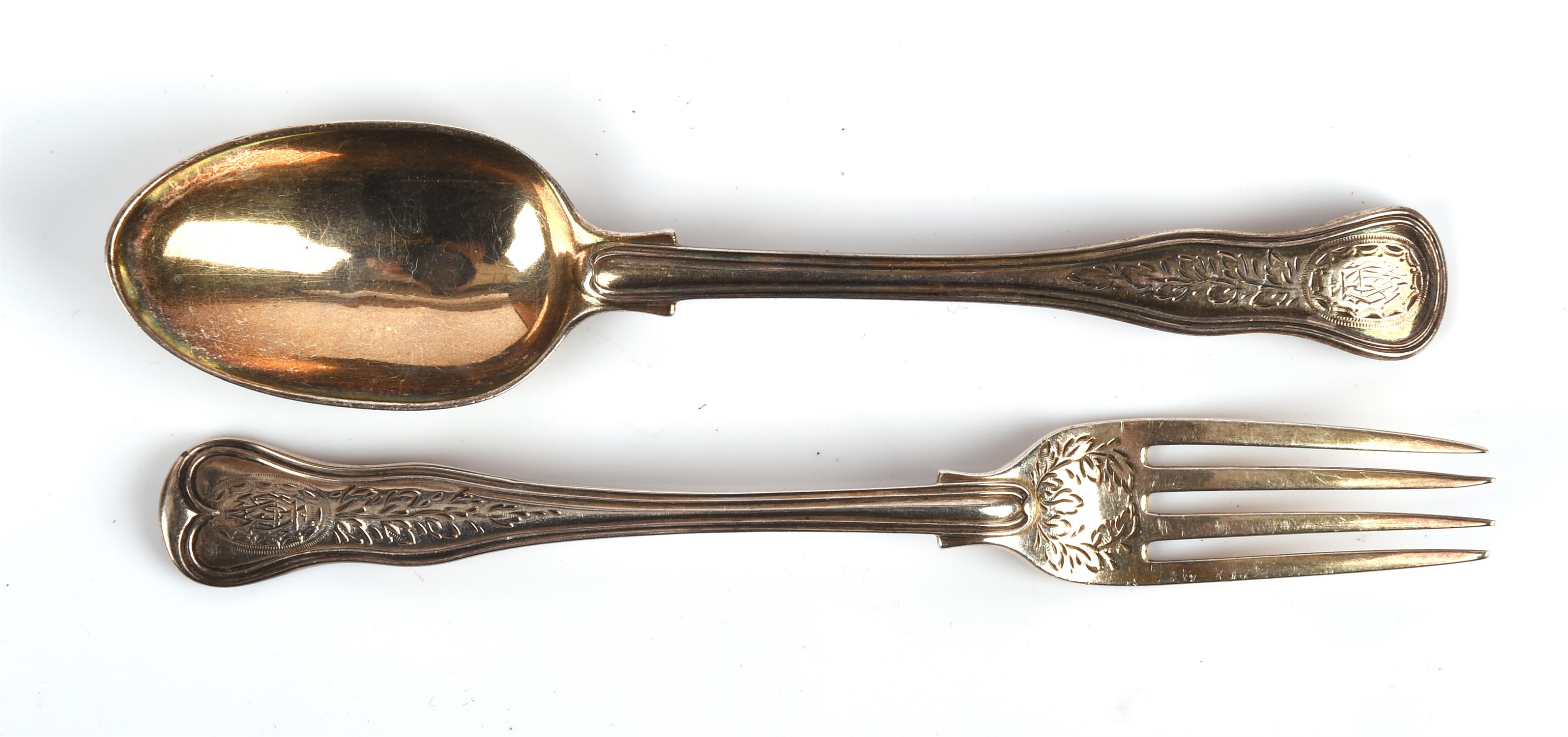 Silver fork and spoon set, George Adams, London, 1867, 62gms