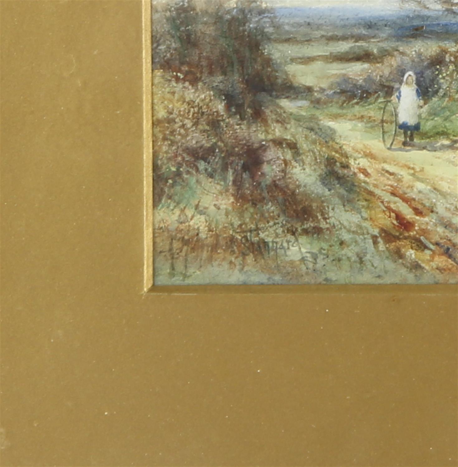 John Stannard (1784-1882), Girl with a cartwheel walking in a landscape, watercolour, - Image 3 of 4