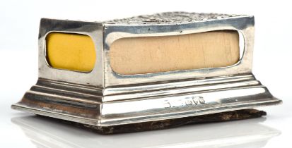 Embossed silver match box holder, Chester, 1902