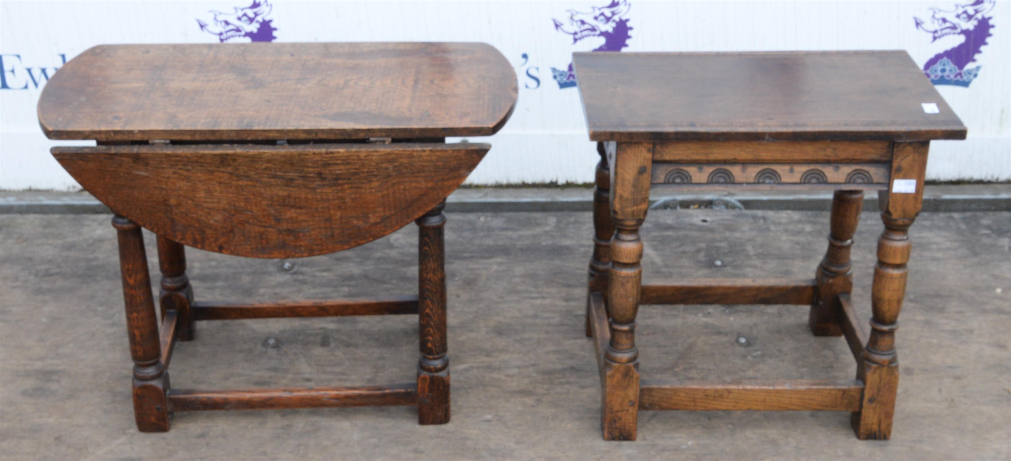 A Charles II style oak side table, 1920s/30s, with earlier elements, together with a Charles II - Image 4 of 5