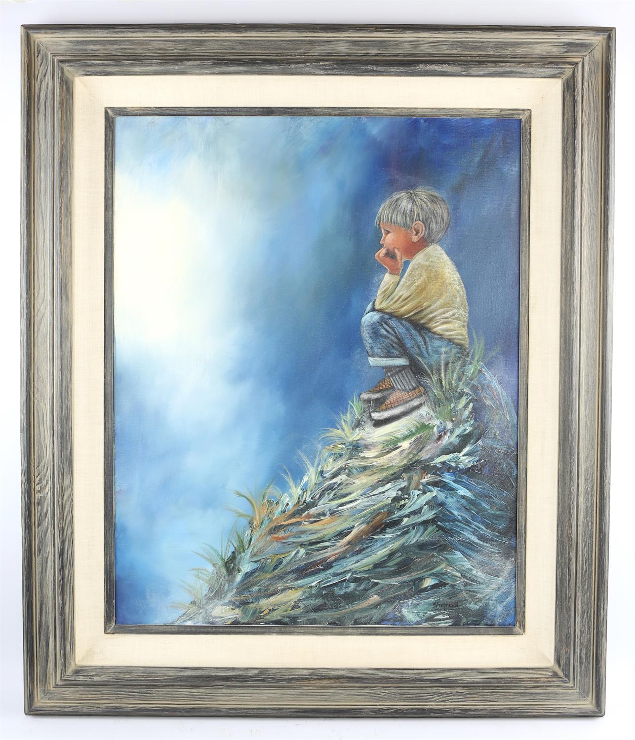 Ray Shepherd (20th century), Lost in thought, oil on canvas, signed lower right, 76 x 61cm. Framed