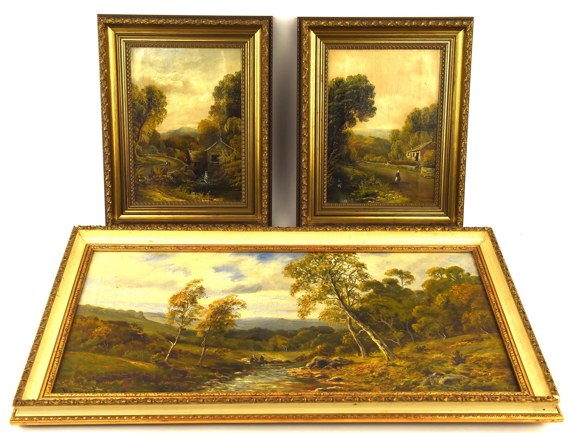 Henry Turner (19th century), Wooded river landscape, oil on canvas, signed lower left, 29 x 60cm.