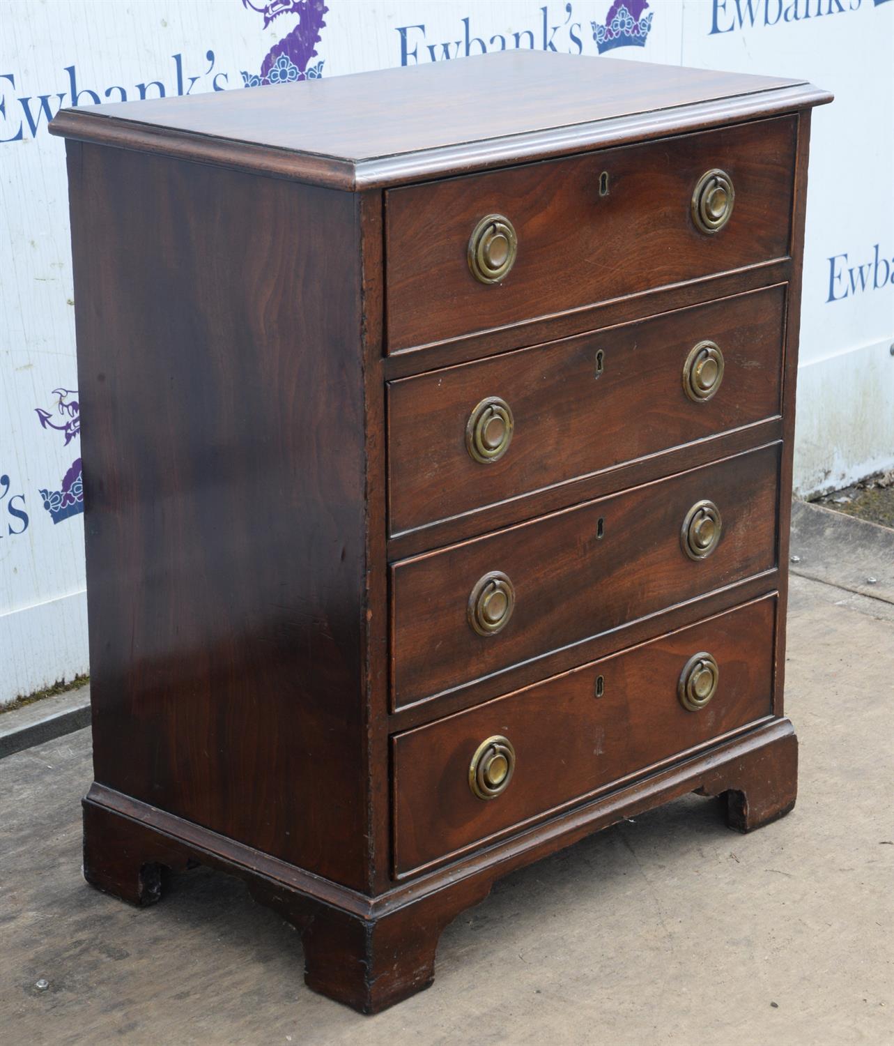 Mahogany chest of drawers, late 19th/early 20th Century, with four drawers, on bracket feet, - Image 3 of 3