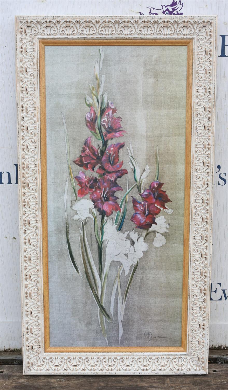 After N. M. Dulau, Study of Gladioli; Study of Hollyhock, a pair of oleograph prints, - Image 3 of 3