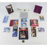 Collection of commemorative crowns, four Royal Mint Britannia silver 1oz coins, in original