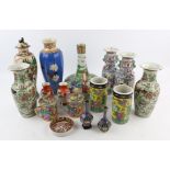 A large quantity of Asian ceramics including ; a late 19th century Cantonese bottle neck vase