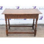 A Charles II style oak side table, 1920s/30s, with earlier elements, together with a Charles II