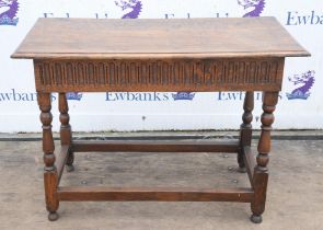 A Charles II style oak side table, 1920s/30s, with earlier elements, together with a Charles II