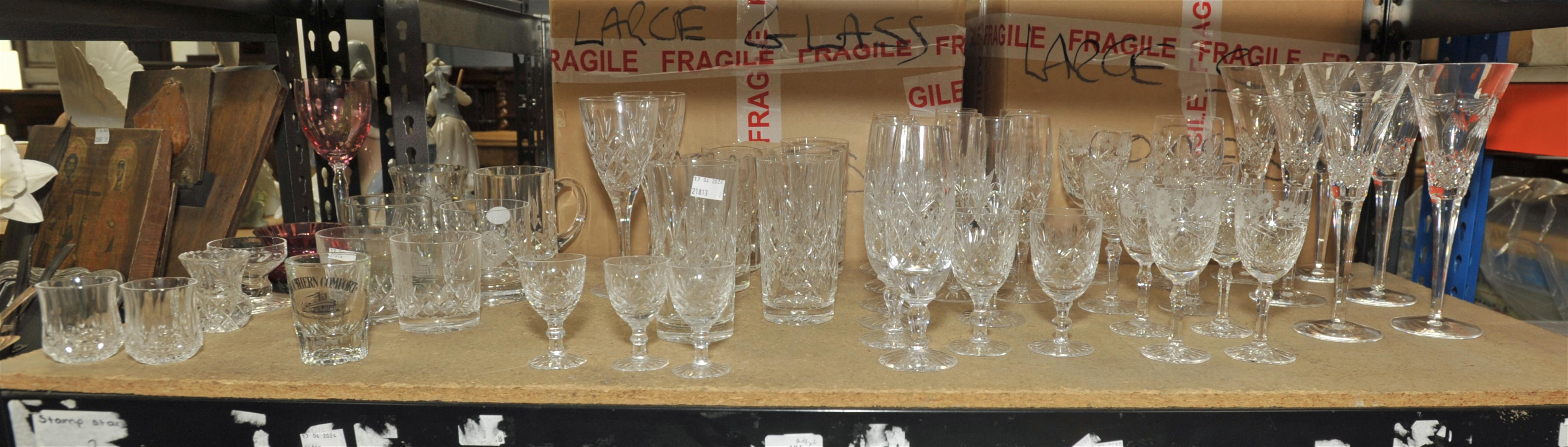 A large quantity of crystal stemware and moulded glassware including ; a set of eight Waterford - Image 2 of 3