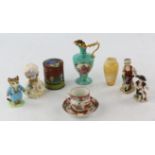 Two Beatrix Potter figures of Tom Kitten and Lady Mouse from the Tailor of Gloucester, lustre label,