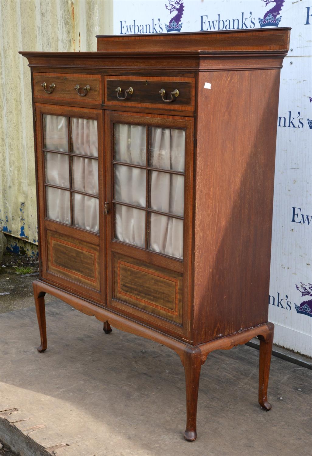 An Edwardian mahogany and satinwood banded cabinet, the interior with three adjustable shelves, - Image 2 of 4
