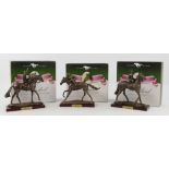 Nine Atlas Editions model race horses, each raised on a titled base in original box including ;