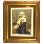 Marquise di Salvo (19th Century), MOther and child, watercolour, signed lower left, 30 x 22.5cm.