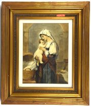 Marquise di Salvo (19th Century), MOther and child, watercolour, signed lower left, 30 x 22.5cm.