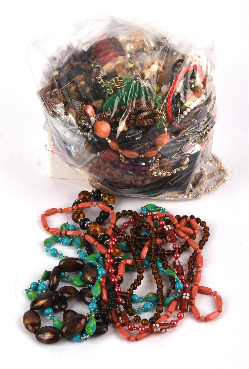 Large quantity of costume jewellery including, pendants, chains, bracelets, brooches,