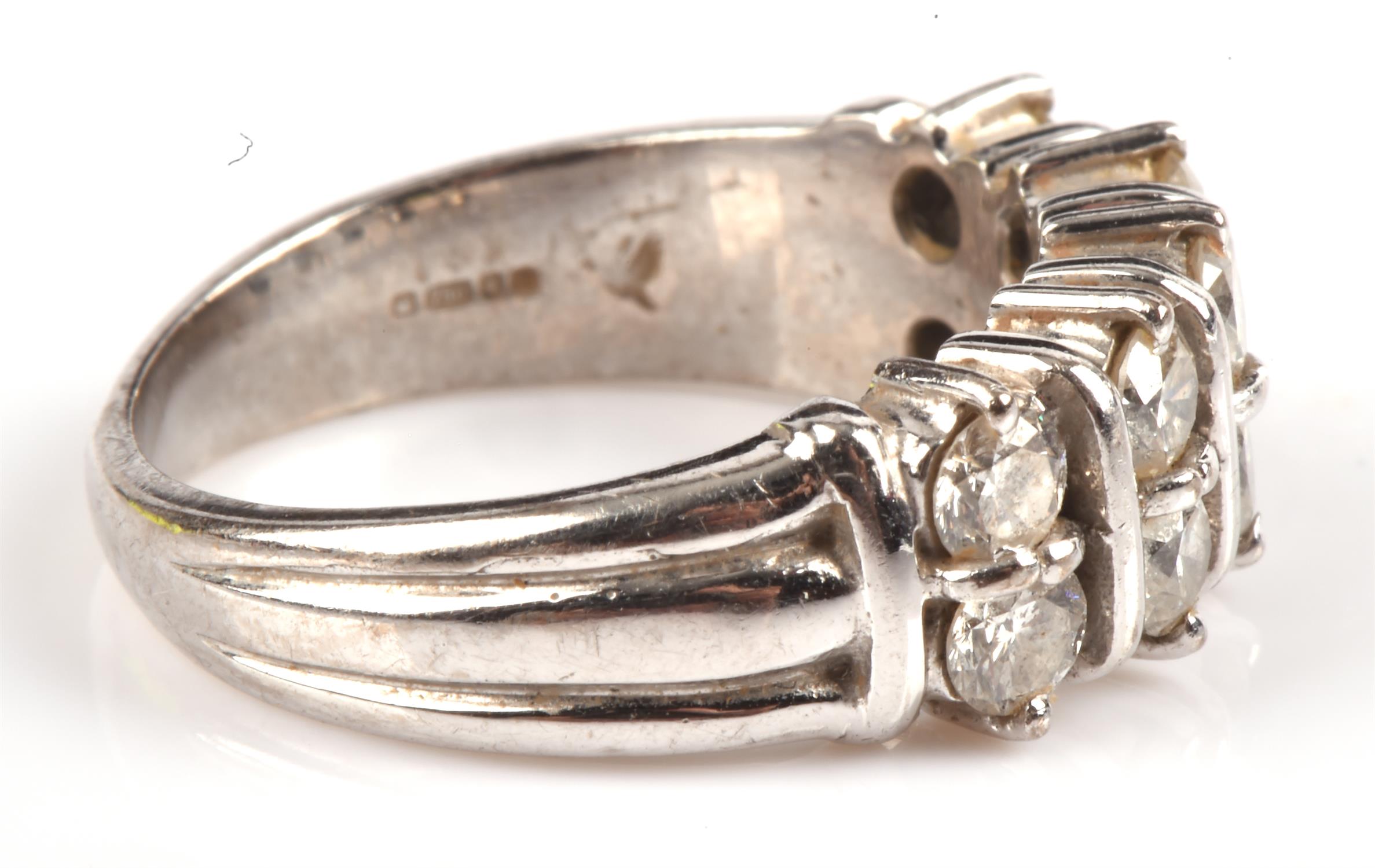 Diamond ring in 18 ct white gold, hallmarked London 2010, set with ten brilliant cut diamonds, - Image 3 of 5