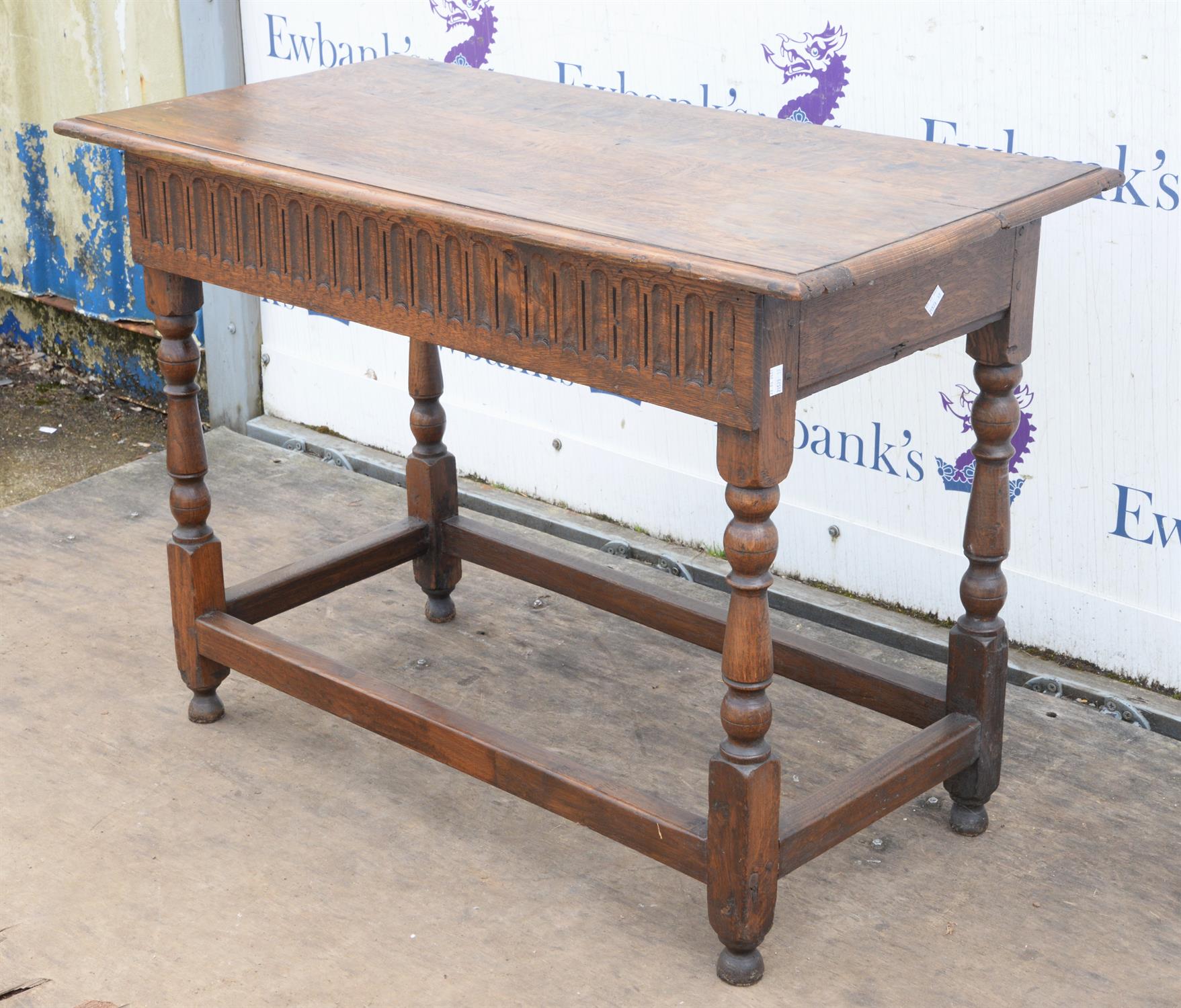 A Charles II style oak side table, 1920s/30s, with earlier elements, together with a Charles II - Image 2 of 5