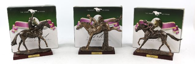 Thirteen Atlas Editions model race horses, each raised on a titled base in original box including ;