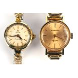 A Longines Ladies Record Gold wristwatch, the signed dial with baton hour marker,
