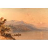 Edward Tucker (British c.1825-1909), Mountainous lake scene with figures, watercolour,