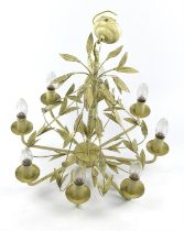 A Louis XVI style cream painted metal eight branch chandelier, late 20th century,