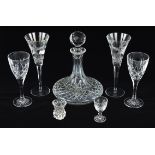 A large quantity of crystal stemware and moulded glassware including ; a set of eight Waterford