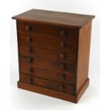 Edwardian mahogany six drawer collectors chest H42cm W39cm D22cm