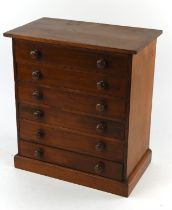 Edwardian mahogany six drawer collectors chest H42cm W39cm D22cm