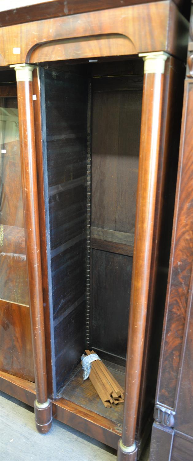 A late 19th century French mahogany cupboard book case, the four sections with central cupboard - Image 3 of 4