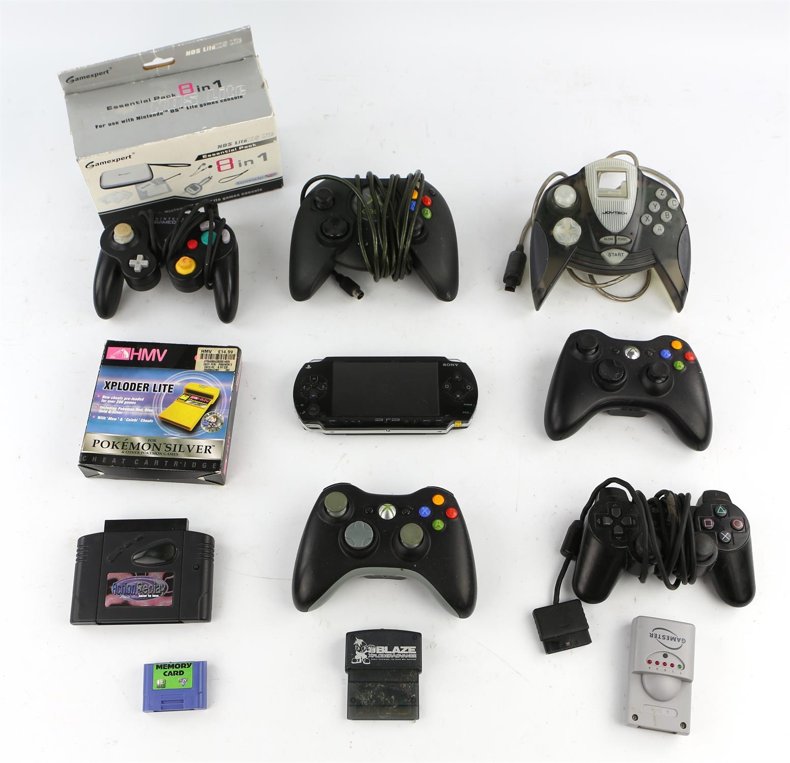 An assortment of controllers, accessories and gaming paraphernalia