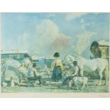 Sir Alfred James Munnings (British 1878-1959), Gypsies on the Heath, colour reproduction print,