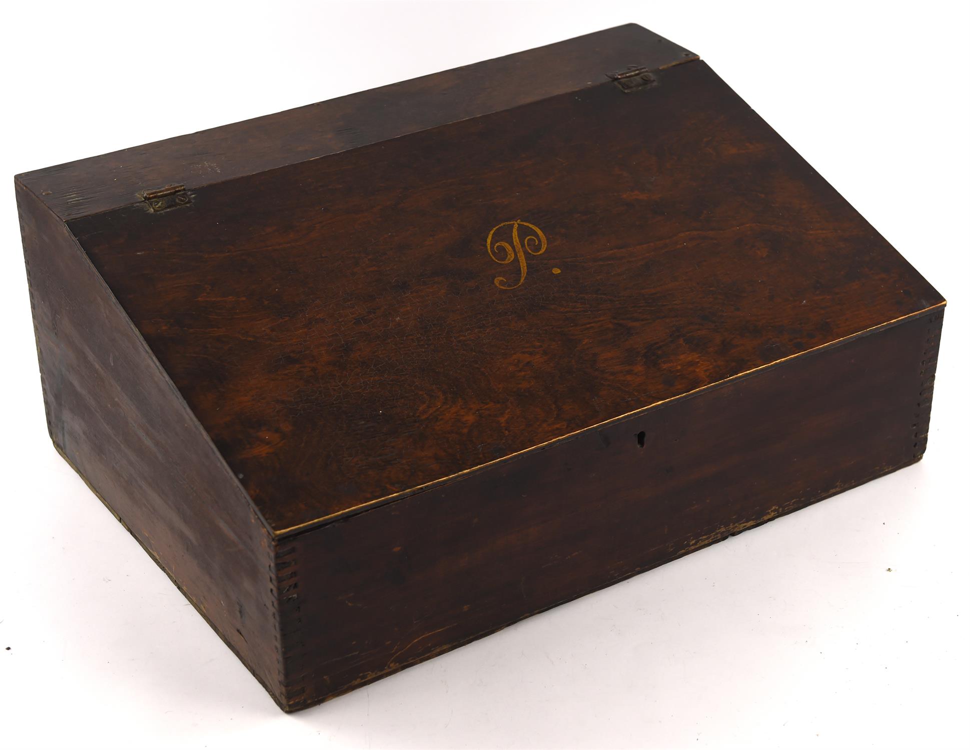 Edwardian mahogany butlers tray on folding stand and a bible box with ply top