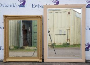 A Victorian style giltwood and gesso mirror, modern, H 88cm, together with a modern beechwood