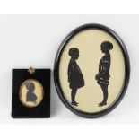 English School (19th century), Relief carved hardstone miniature profile portraits, two,