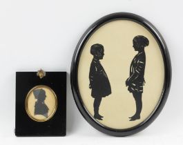 English School (19th century), Relief carved hardstone miniature profile portraits, two,