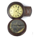 19th century mahogany "school" clock with single fusee movement, 40cm dia ( enamel dial distressed