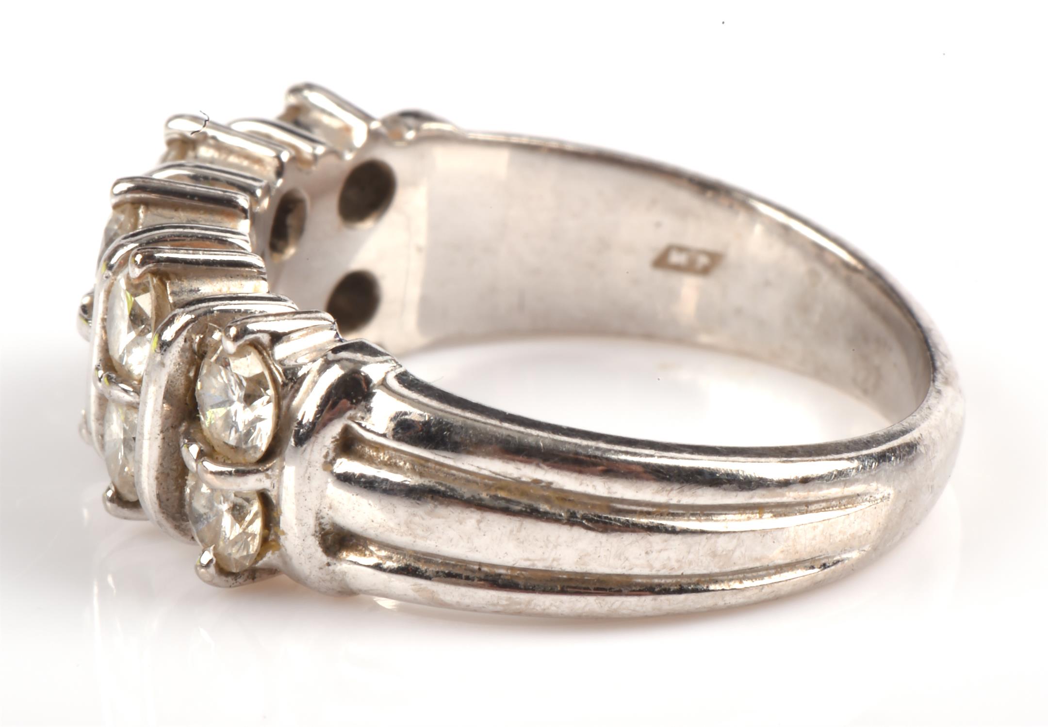 Diamond ring in 18 ct white gold, hallmarked London 2010, set with ten brilliant cut diamonds, - Image 2 of 5