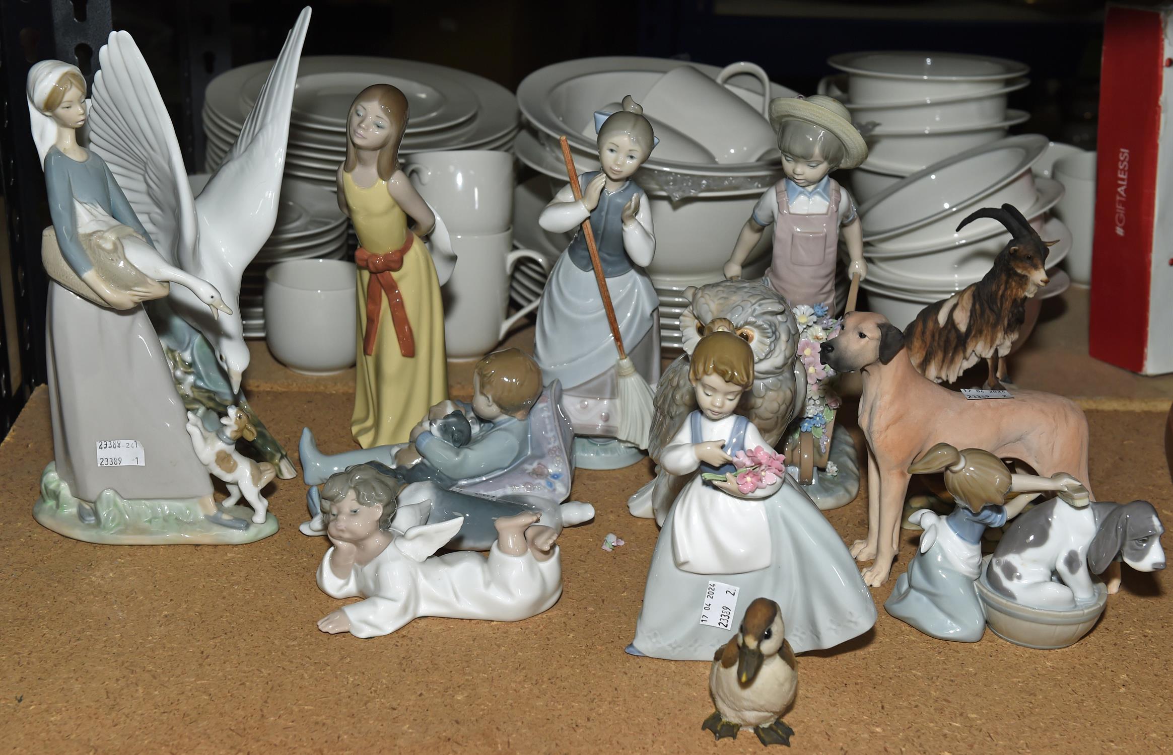 Ten Lladro porcelain figure groups including ; ' Avoiding the Goose', 'Sweet Dreams', - Image 2 of 2