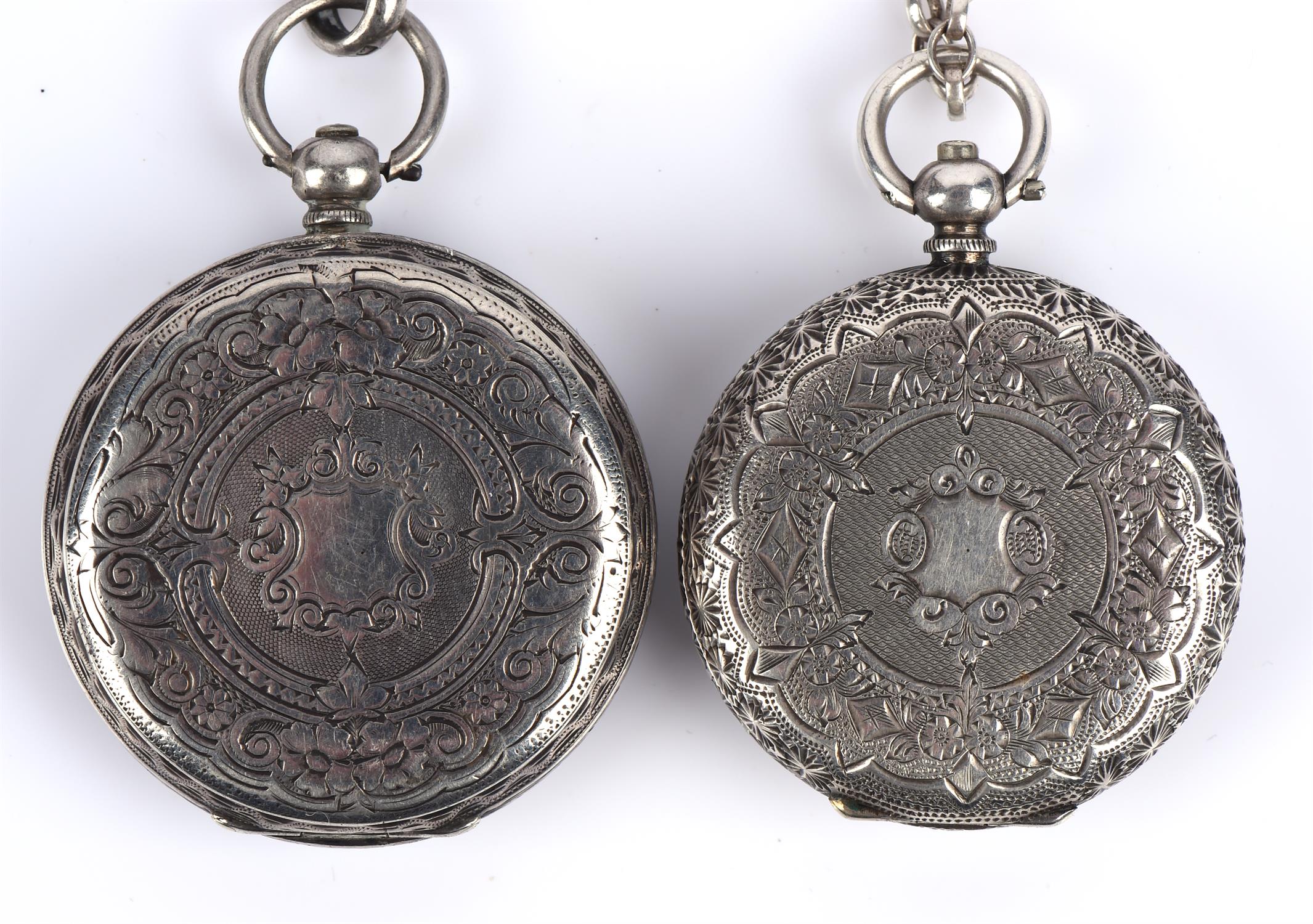 A ladies silver open faced pocket watch with Roman numeral hour markers within folate gilt - Image 2 of 5