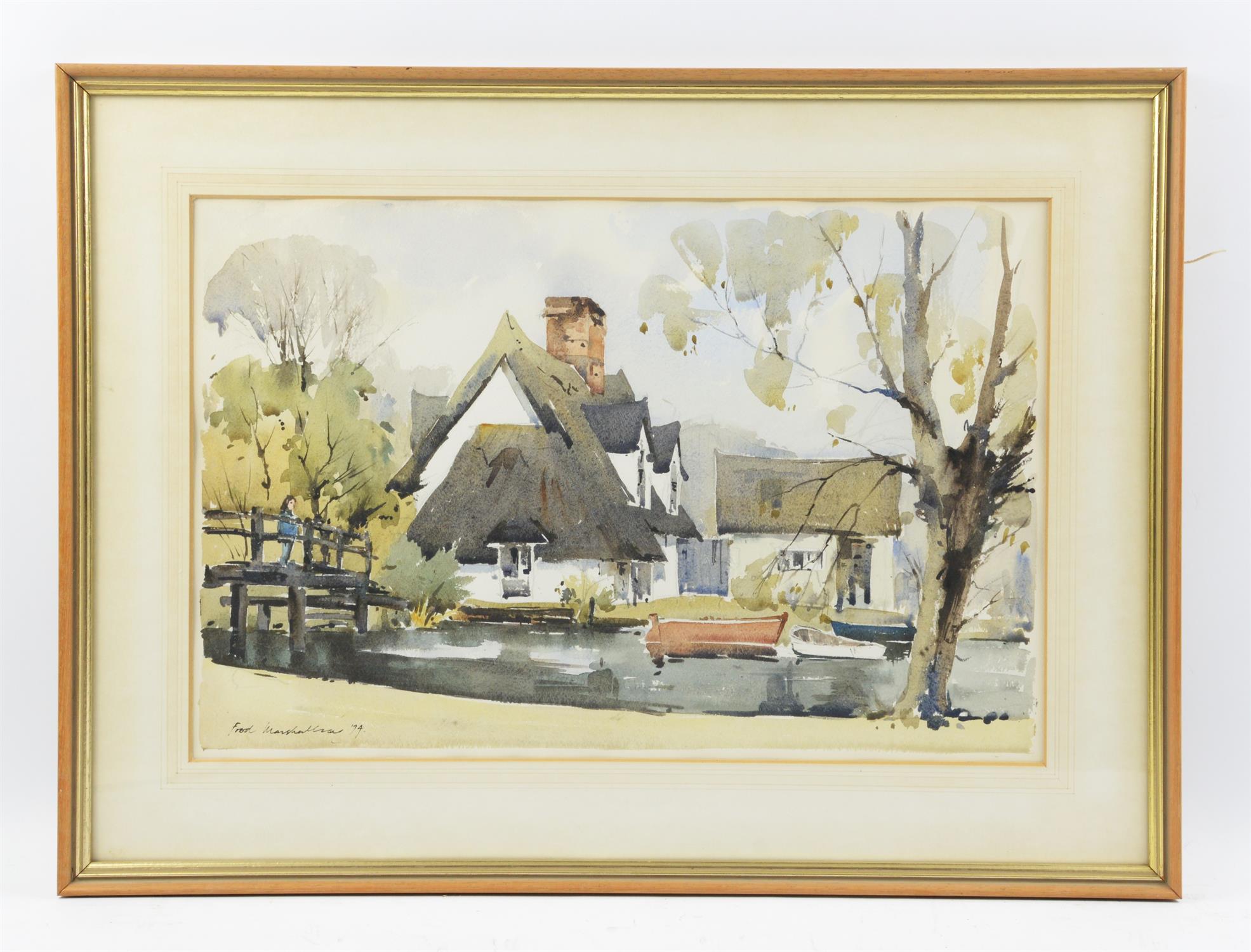 Fred Marshallsay (British 20th century), Walberswick Cottage, Flatford Mill, two watercolours, - Image 2 of 2