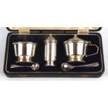 Five piece silver cruet set, art-deco design by Hasler and Restall, Birmingham, 1948, 162gm